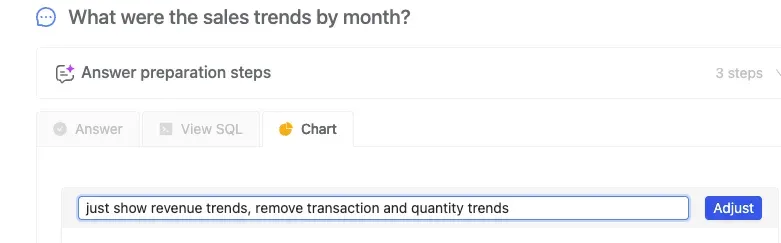 Adjusting the chart with a follow-up instruction