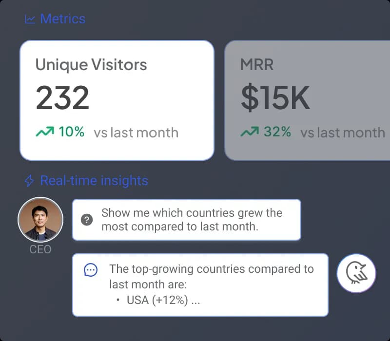 Business metrics and real-time insights answered in a conversation