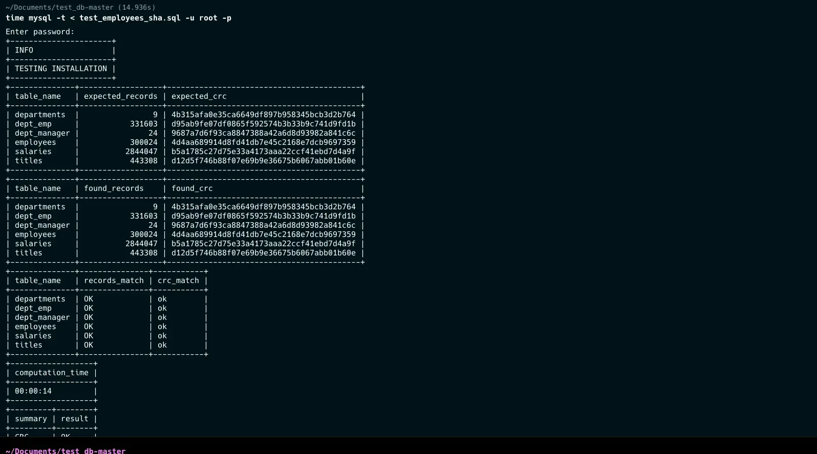 Validating that every table loaded with matching record counts