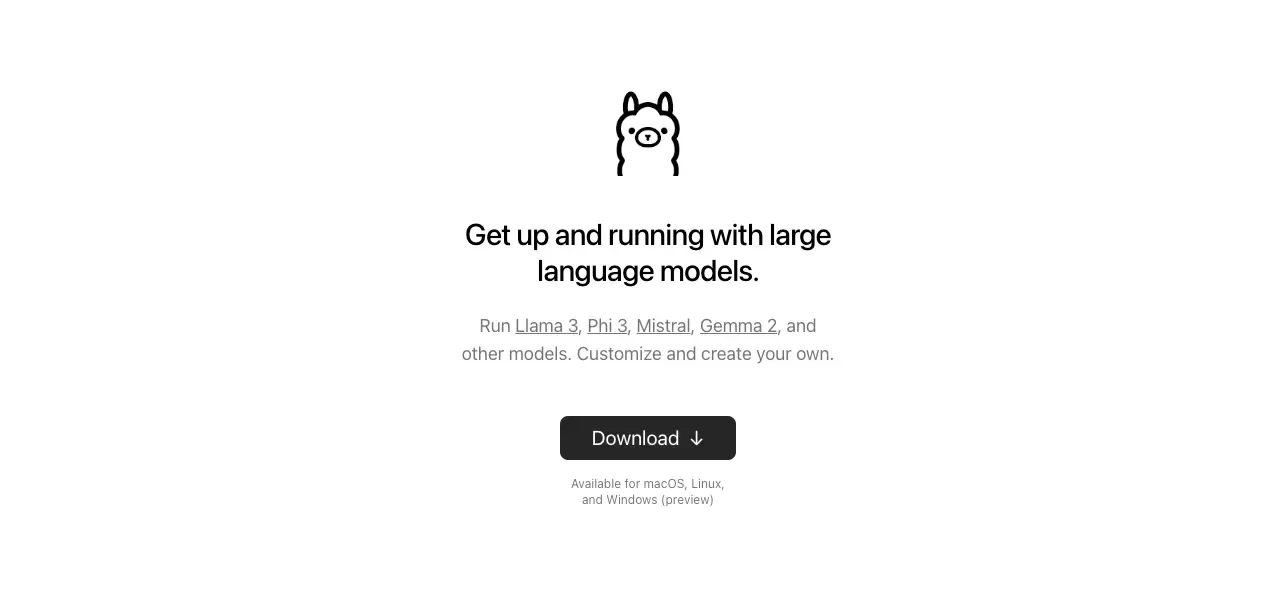 The Ollama download page