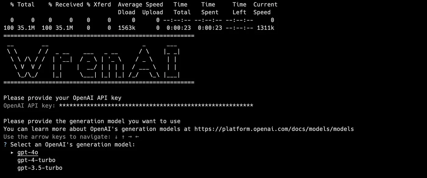 Selecting gpt-4o as the generation model in the launcher