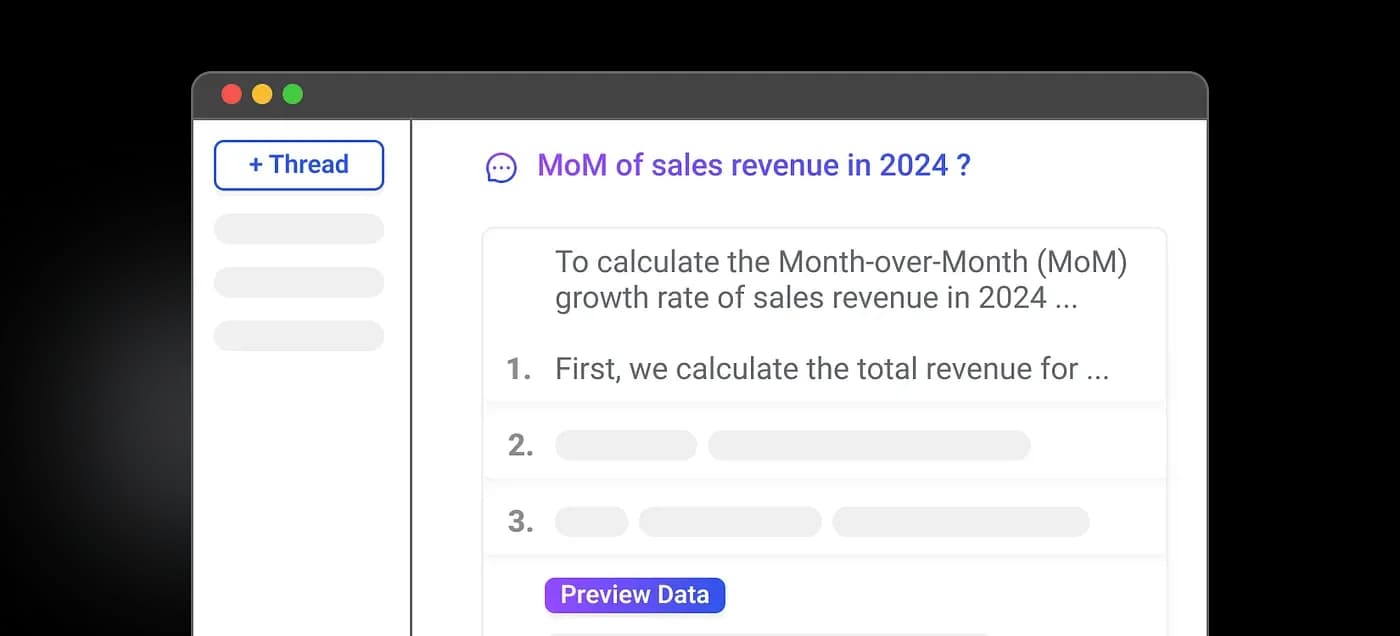 Wren AI walks through the steps behind a month-over-month revenue question