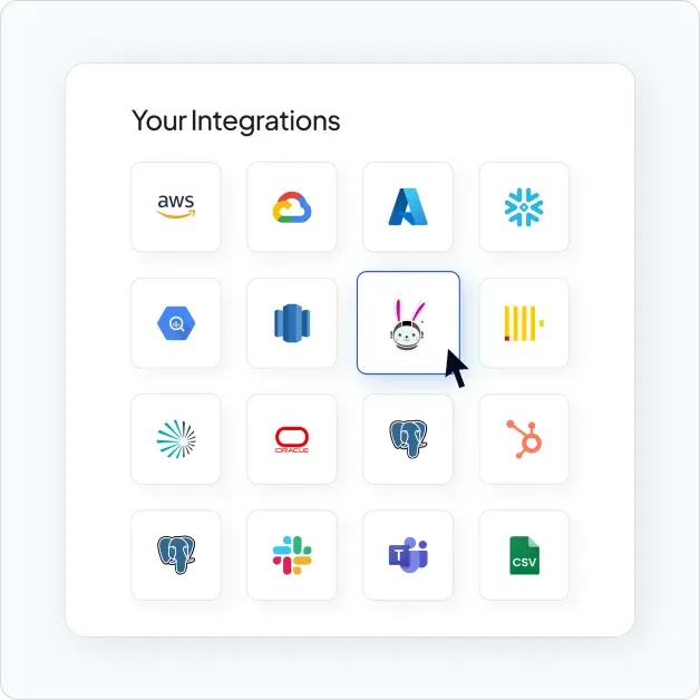 Native Wren AI connectors for 20+ data sources, warehouses, and tools