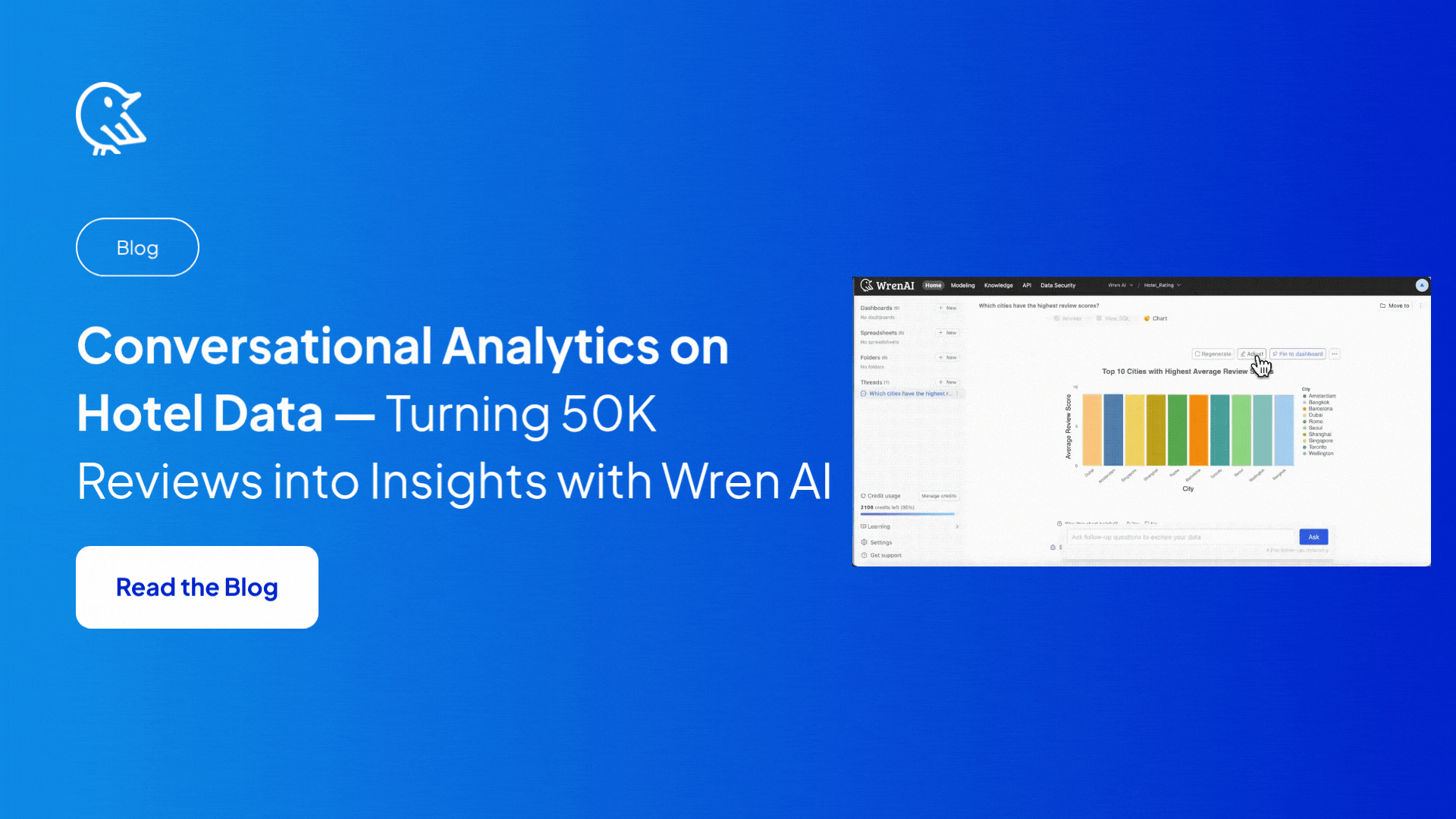 Conversational Analytics on Hotel Data-Turning 50K Reviews into Insights with Wren AI